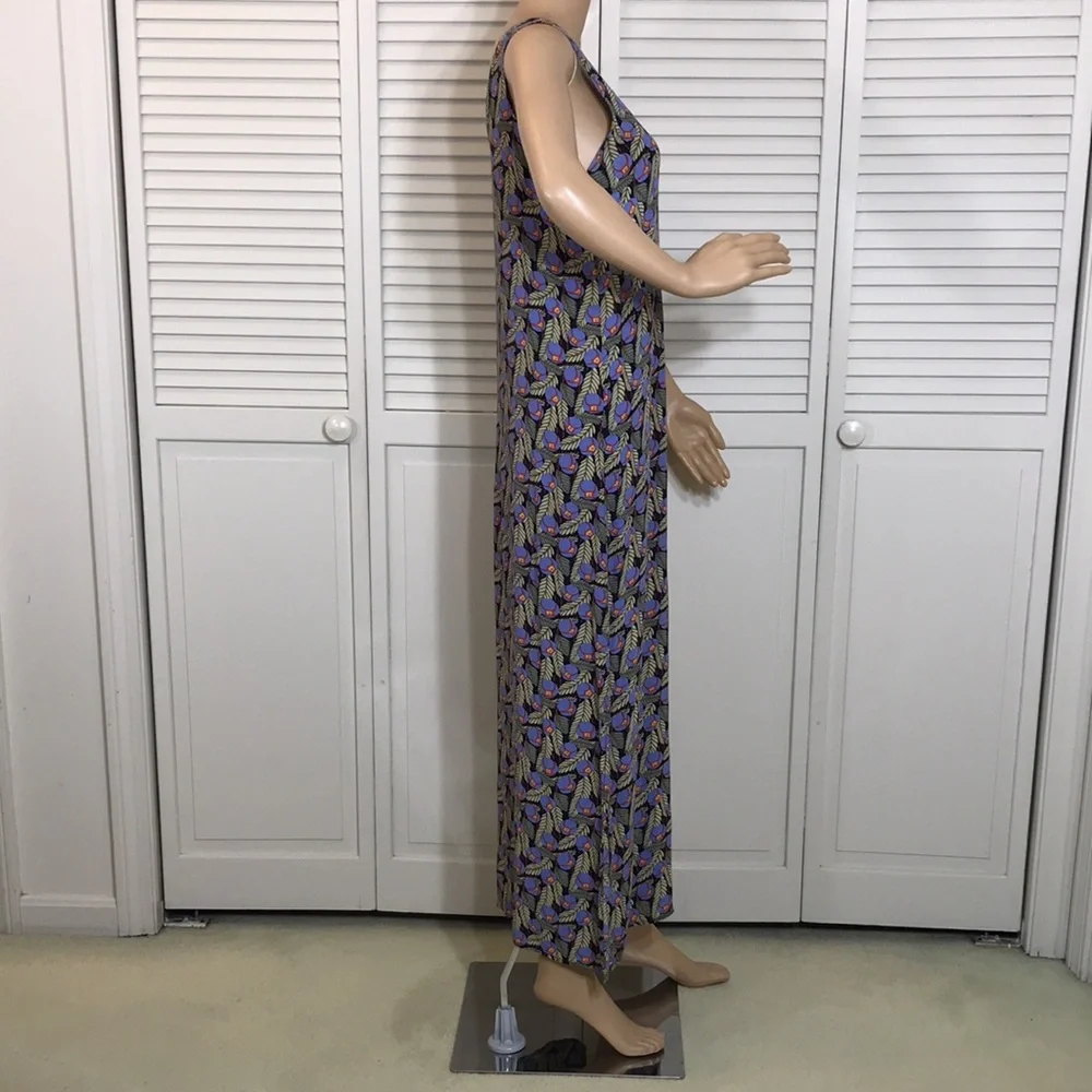 Flax Sleeveless Maxi Dress in Purple and Green Floral Print - Picture 6 of 13